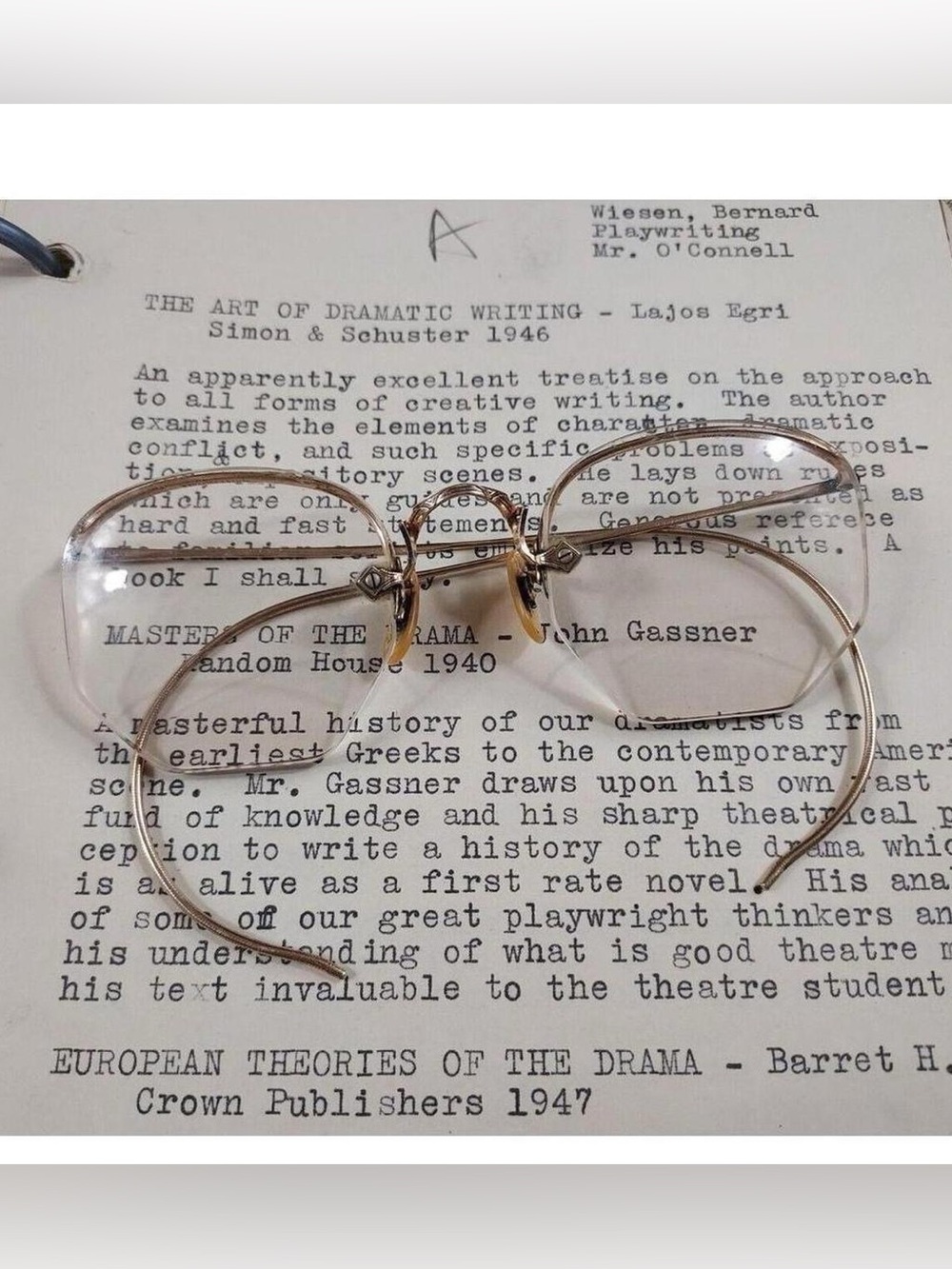 Vtg 1940s Eyeglasses Shuron 1/10 12k Rimless Rimway Fulvue Antique Frames 42L